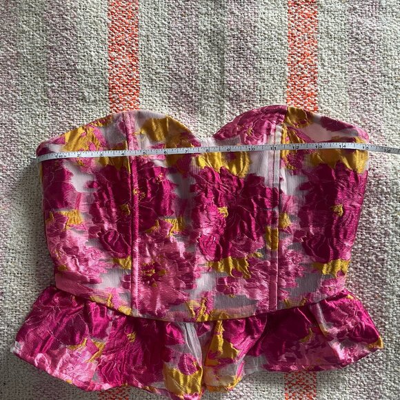 NWOT Altar'd State Floral Jacquard Peplum Corset Top - Picture 4 of 7